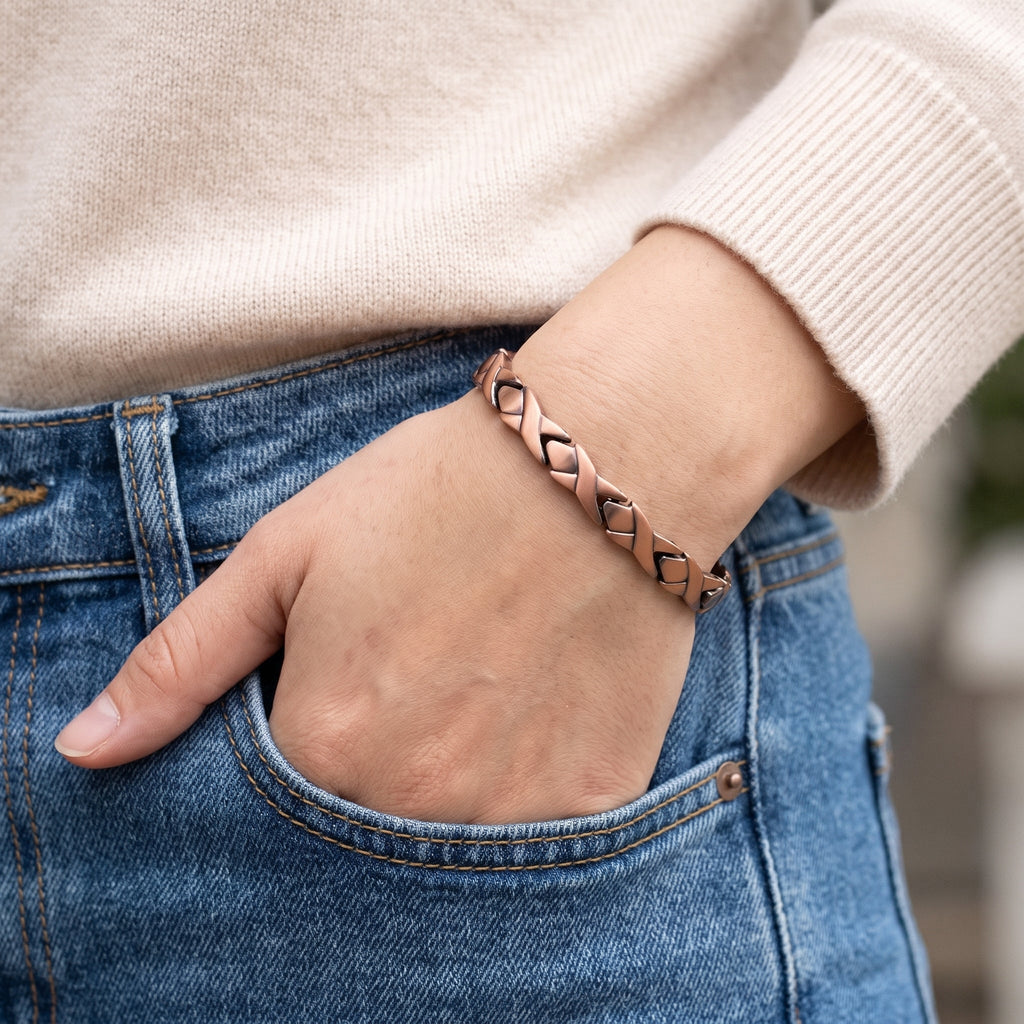Ladies Interlink Pure Copper Magnetic Bracelet - Karoo Earth