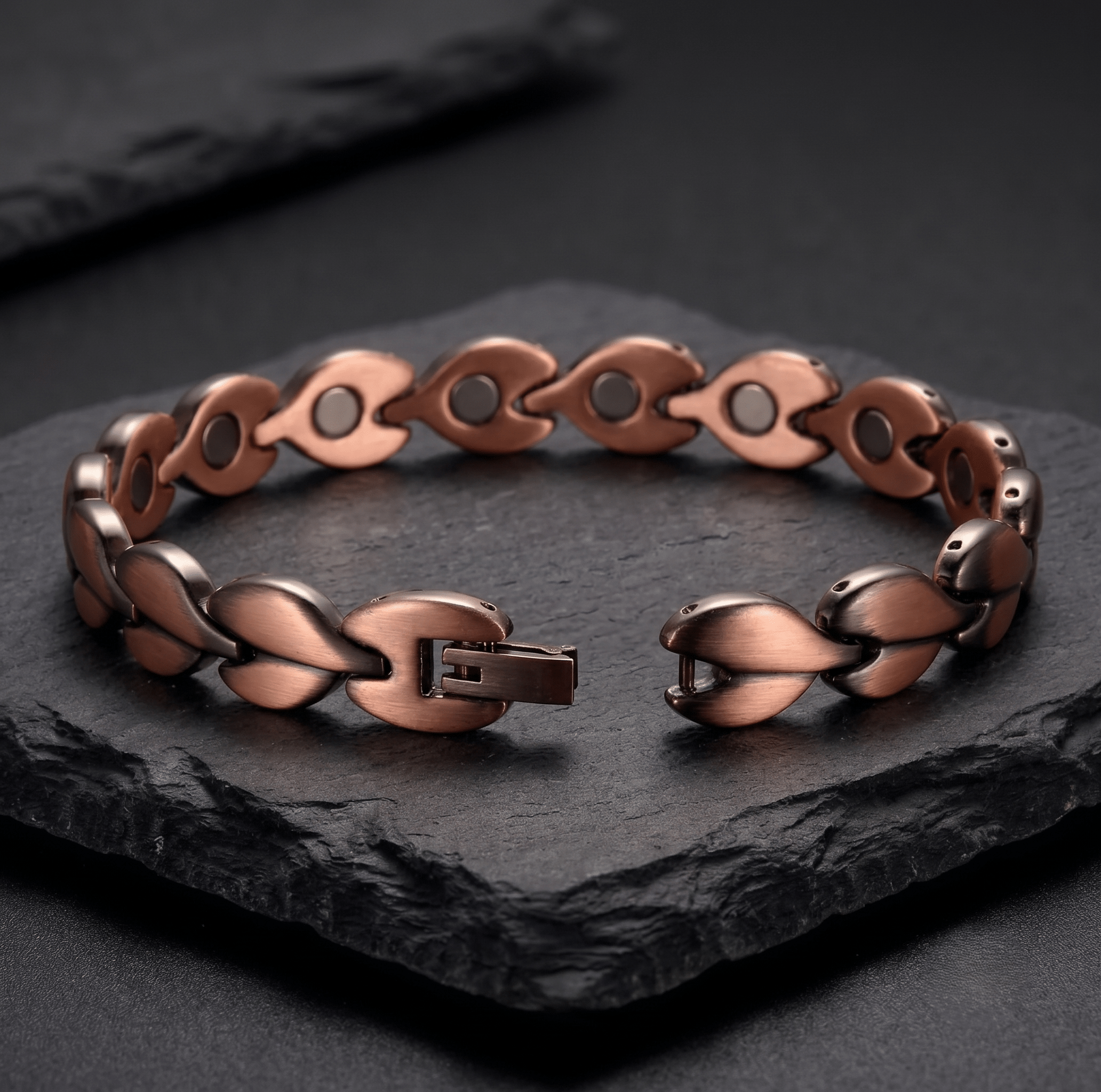 Ladies Leaf design Pure Copper Magnetic Bracelet - Karoo Earth
