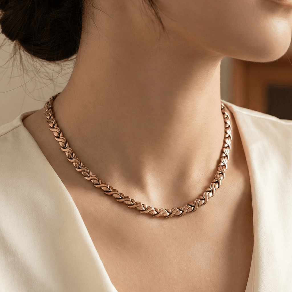 Ladies Powerful Copper Link Magnetic Necklace - Karoo Earth