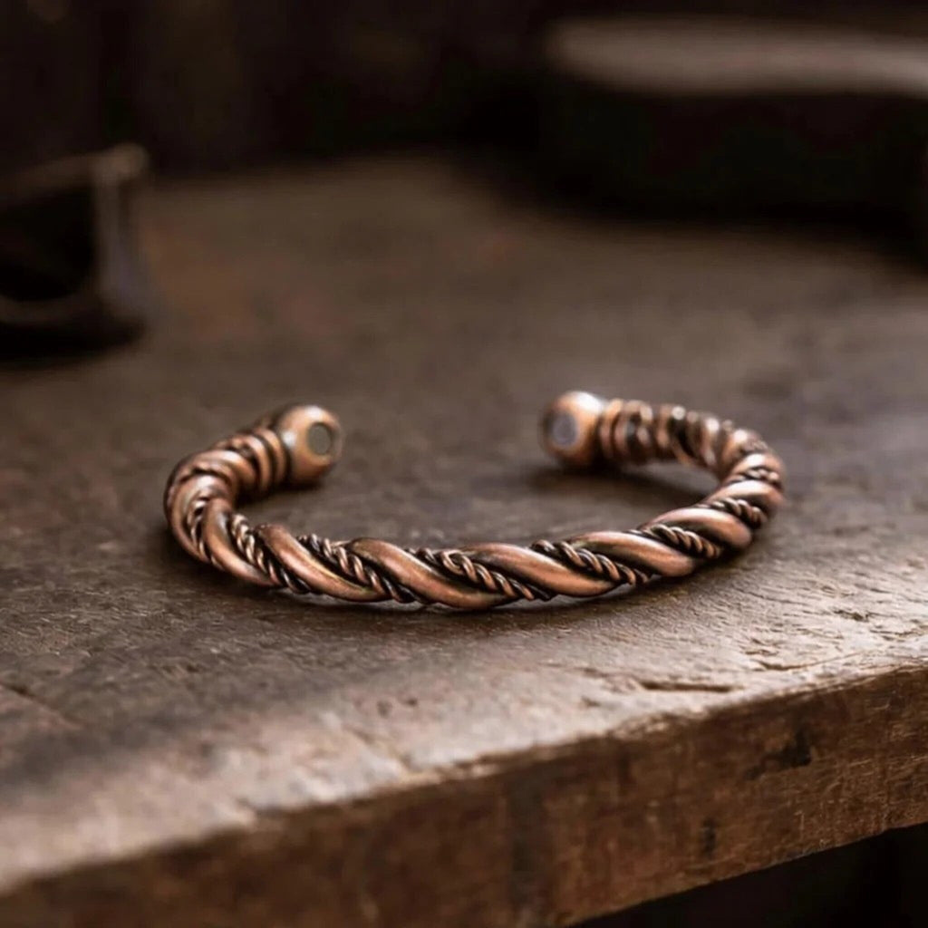 Ladies Rustic Twisted Pure Copper Magnetic Bracelet - Karoo Earth
