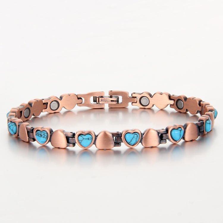 Ladies Turquoise Heart Copper Magnetic Bracelet - Karoo Earth