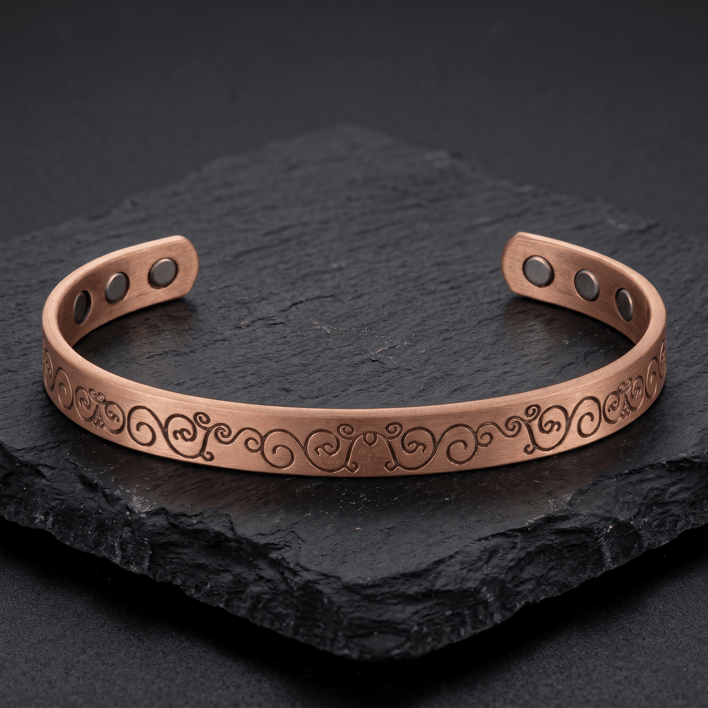 Ladies Vine engraved Pure Copper Bracelet - Karoo Earth