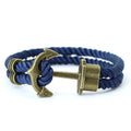 Men's Anchor Bracelet - Navy Blue Nylon Nautical Rope Bracelet 21cm - Karoo Earth