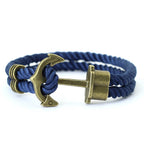 Men's Anchor Bracelet - Navy Blue Nylon Nautical Rope Bracelet 21cm - Karoo Earth