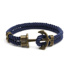 Men's Anchor Bracelet - Navy Blue Nylon Nautical Rope Bracelet 21cm - Karoo Earth
