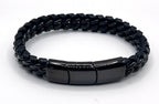 Men's Genuine Leather bracelet with Black Stainless Steel Thread - Karoo Earth