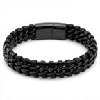Men's Genuine Leather bracelet with Black Stainless Steel Thread - Karoo Earth