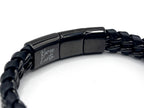 Men's Genuine Leather bracelet with Black Stainless Steel Thread - Karoo Earth