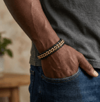Men's Genuine Leather bracelet with Gold Stainless Steel Thread - Karoo Earth