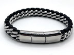 Men's Genuine Leather bracelet with Silver Stainless Steel Thread - Karoo Earth