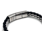 Men's Genuine Leather bracelet with Silver Stainless Steel Thread - Karoo Earth