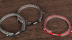 Men's Stainless Steel Franco Chain Bracelet with Green Rope Weave and Adjustable Drawstring (Copy) - Karoo Earth