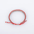Men's Stainless Steel Franco Chain Bracelet with Red Rope Weave and Adjustable Drawstring - Karoo Earth