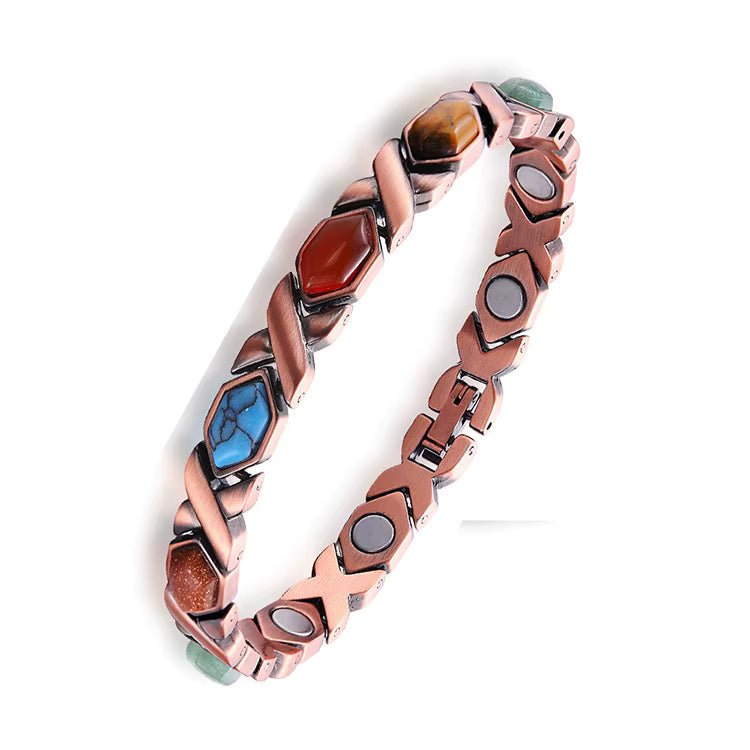 Mixed Stone Copper Magnetic Bracelet - Karoo Earth
