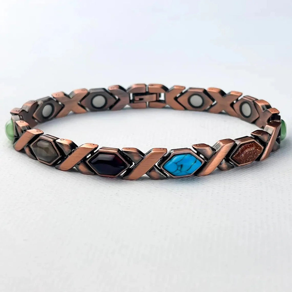 Mixed Stone Copper Magnetic Bracelet - Karoo Earth