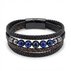 Multilayer Blue Tiger Eye Bead Leather Bracelet - Karoo Earth
