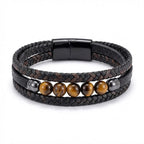 Multilayer Brown Tiger Eye Bead Leather Bracelet - Karoo Earth