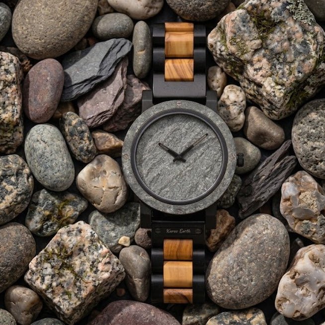 Natural Rock & Ebony Wood Karoo Earth Watch - Karoo Earth