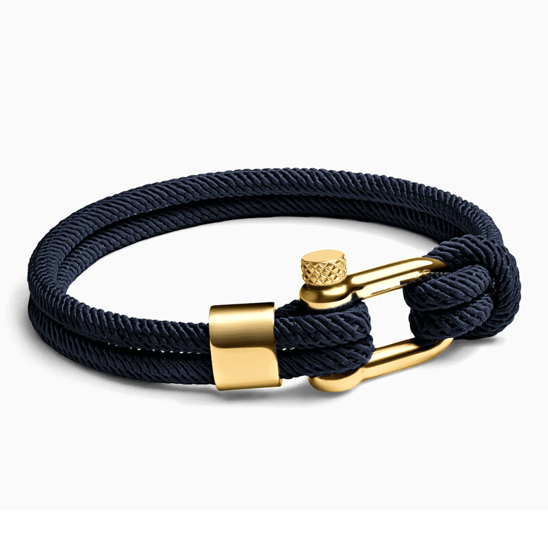 Navy Blue & Gold Steel Shackle Bracelet - Karoo Earth