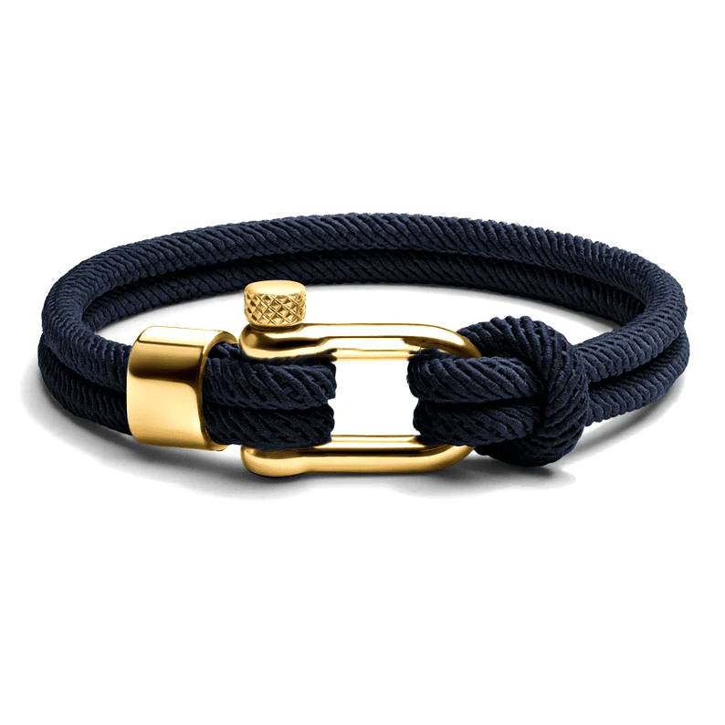 Navy Blue & Gold Steel Shackle Bracelet - Karoo Earth
