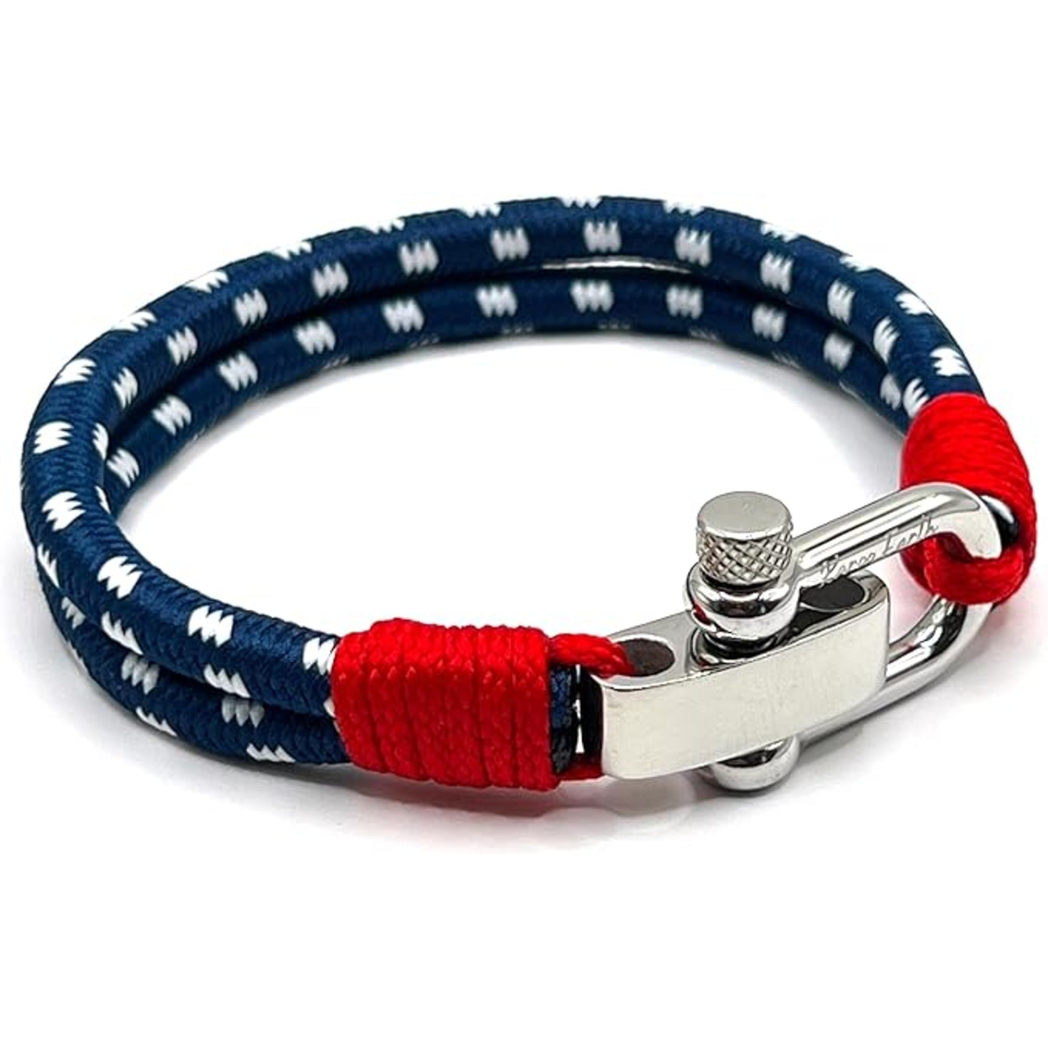 Navy Blue Men's Nautical Bracelet, Double Rope Bracelet with Stainless Steel Shackle - Karoo Earth
