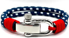 Navy Blue Men's Nautical Bracelet, Double Rope Bracelet with Stainless Steel Shackle - Karoo Earth