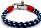 Navy Blue Men's Nautical Bracelet, Double Rope Bracelet with Stainless Steel Shackle - Karoo Earth