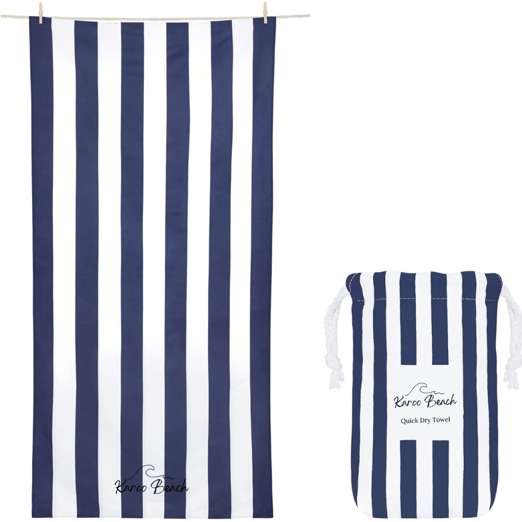 Navy Blue Microfibre Beach Towel - Karoo Earth