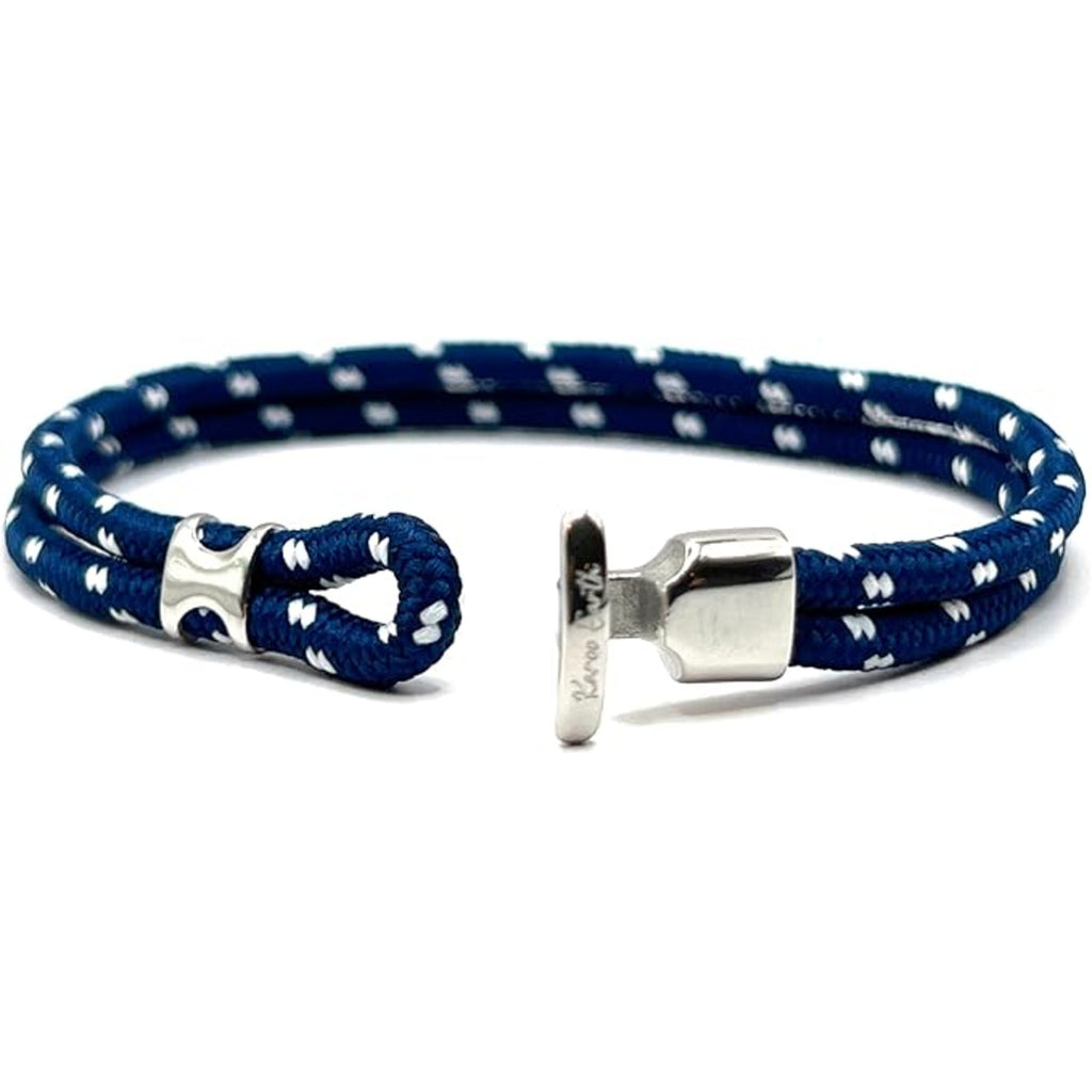 Navy Blue Minimalist Rope Bracelet with Stainless Steel Hook Clasp - Karoo Earth