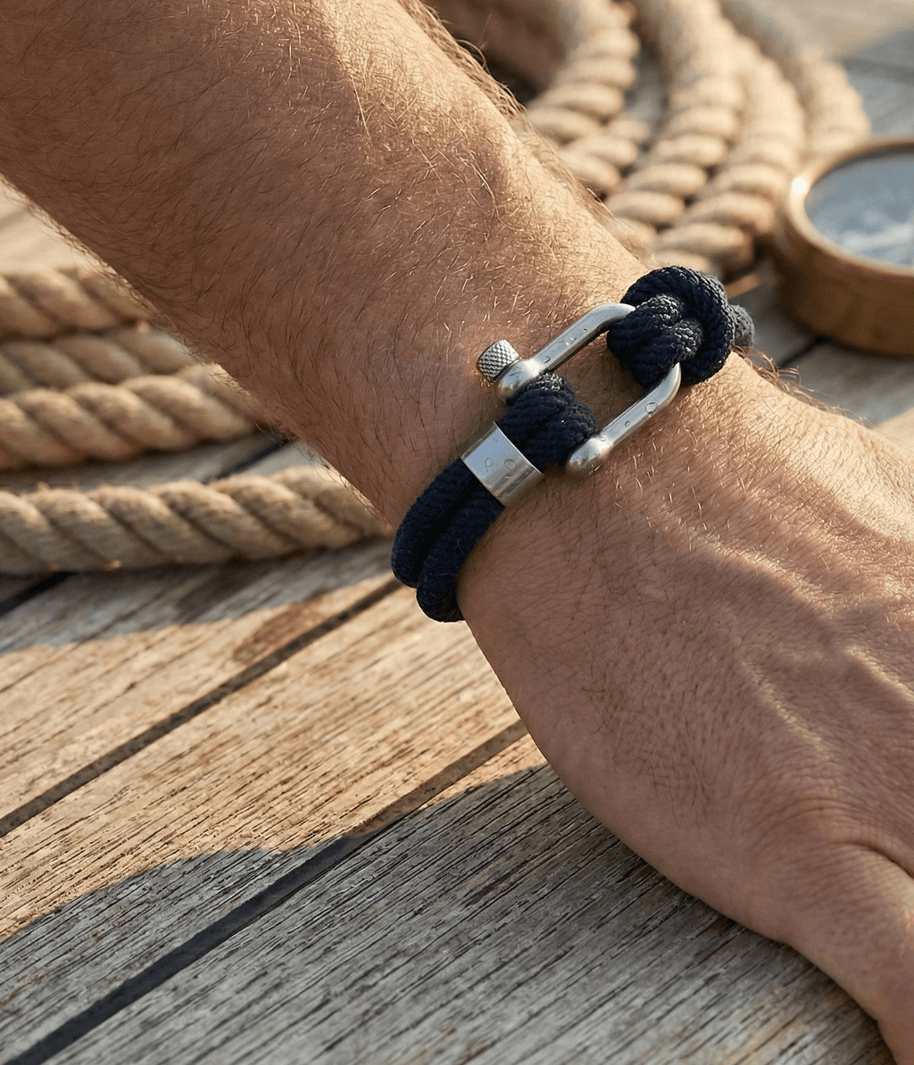 Navy Blue Nautical Shackle Bracelet - Karoo Earth