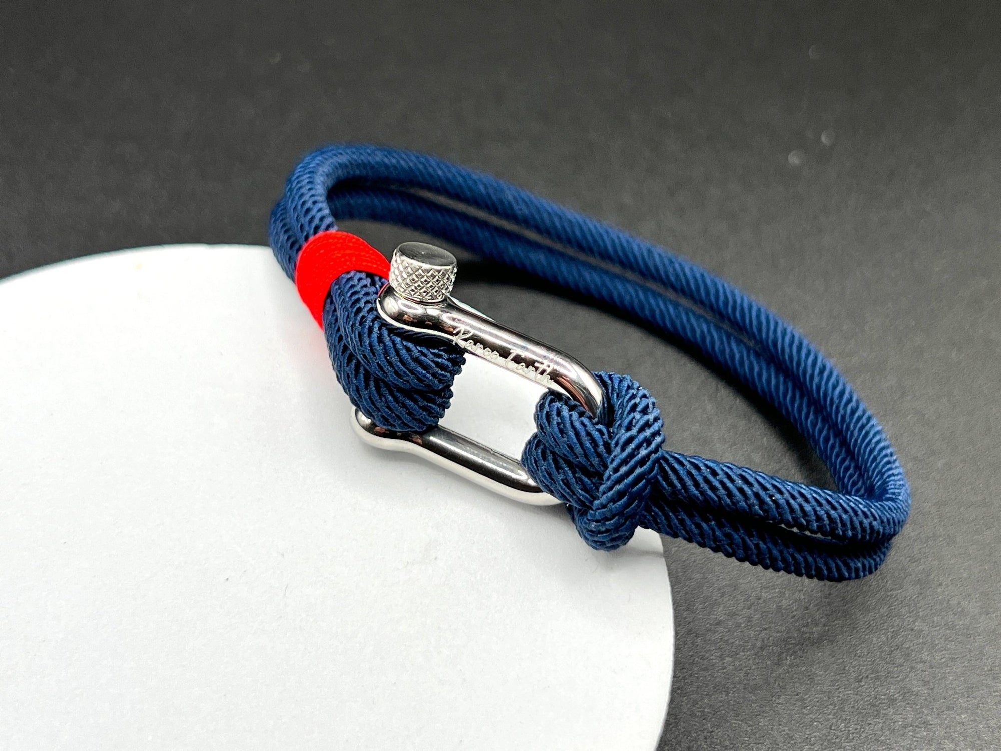 Navy Blue Stainless Steel Nautical Sailing Rope Shackle Bracelet - Karoo Earth