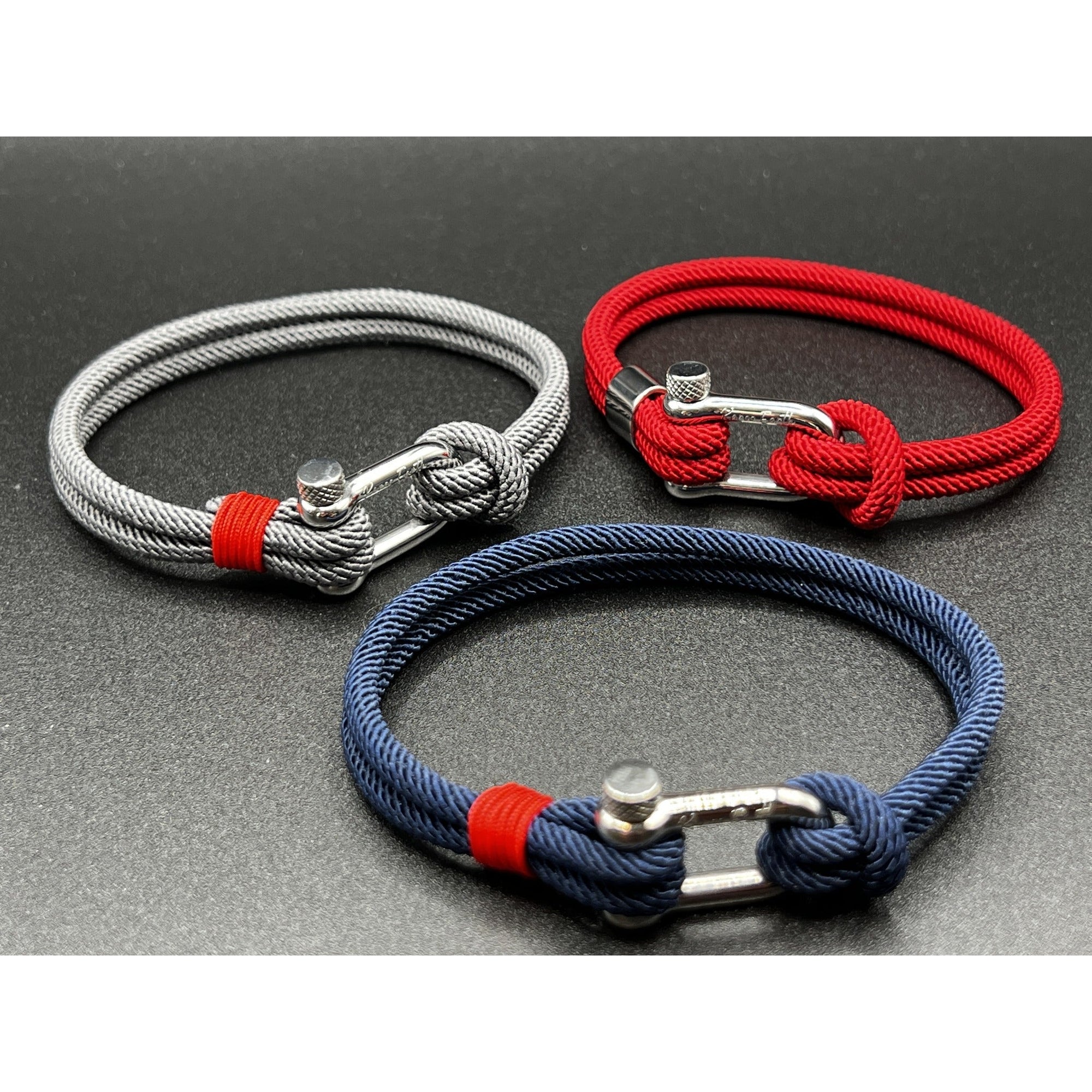 Navy Blue Stainless Steel Nautical Sailing Rope Shackle Bracelet - Karoo Earth