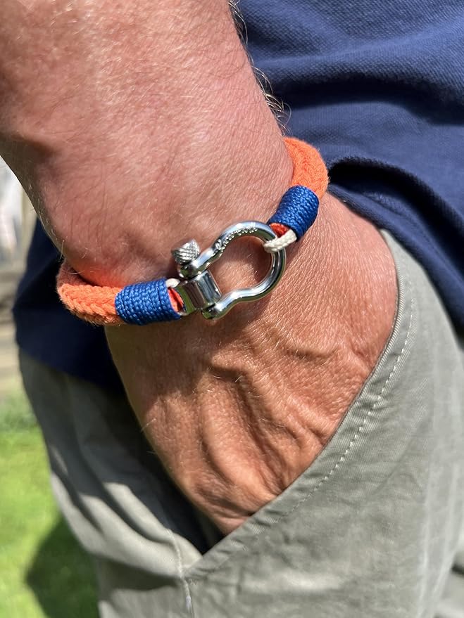 Orange Stainless Steel Nautical Sailing Rope Shackle Bracelet - Karoo Earth