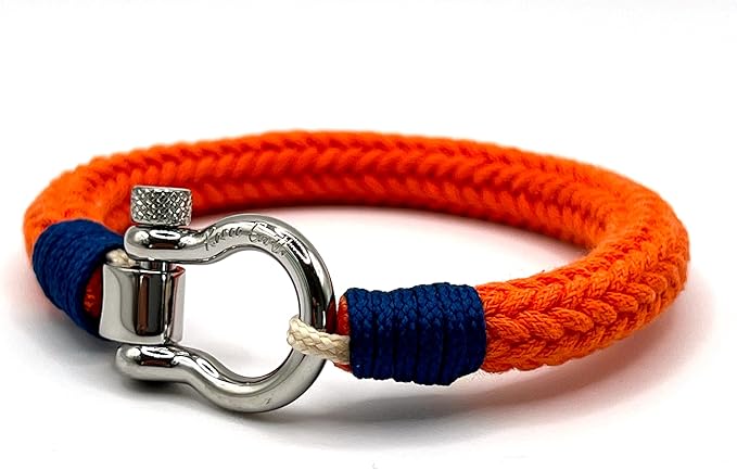 Orange Stainless Steel Nautical Sailing Rope Shackle Bracelet - Karoo Earth