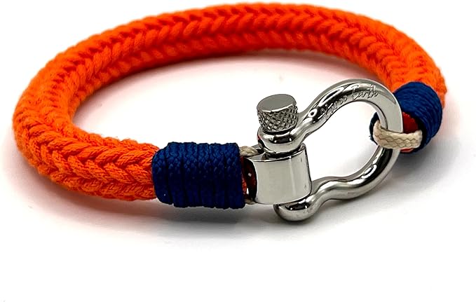 Orange Stainless Steel Nautical Sailing Rope Shackle Bracelet - Karoo Earth