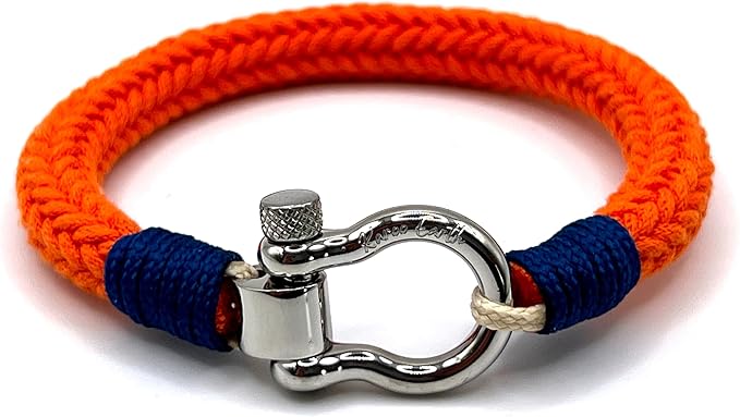 Orange Stainless Steel Nautical Sailing Rope Shackle Bracelet - Karoo Earth