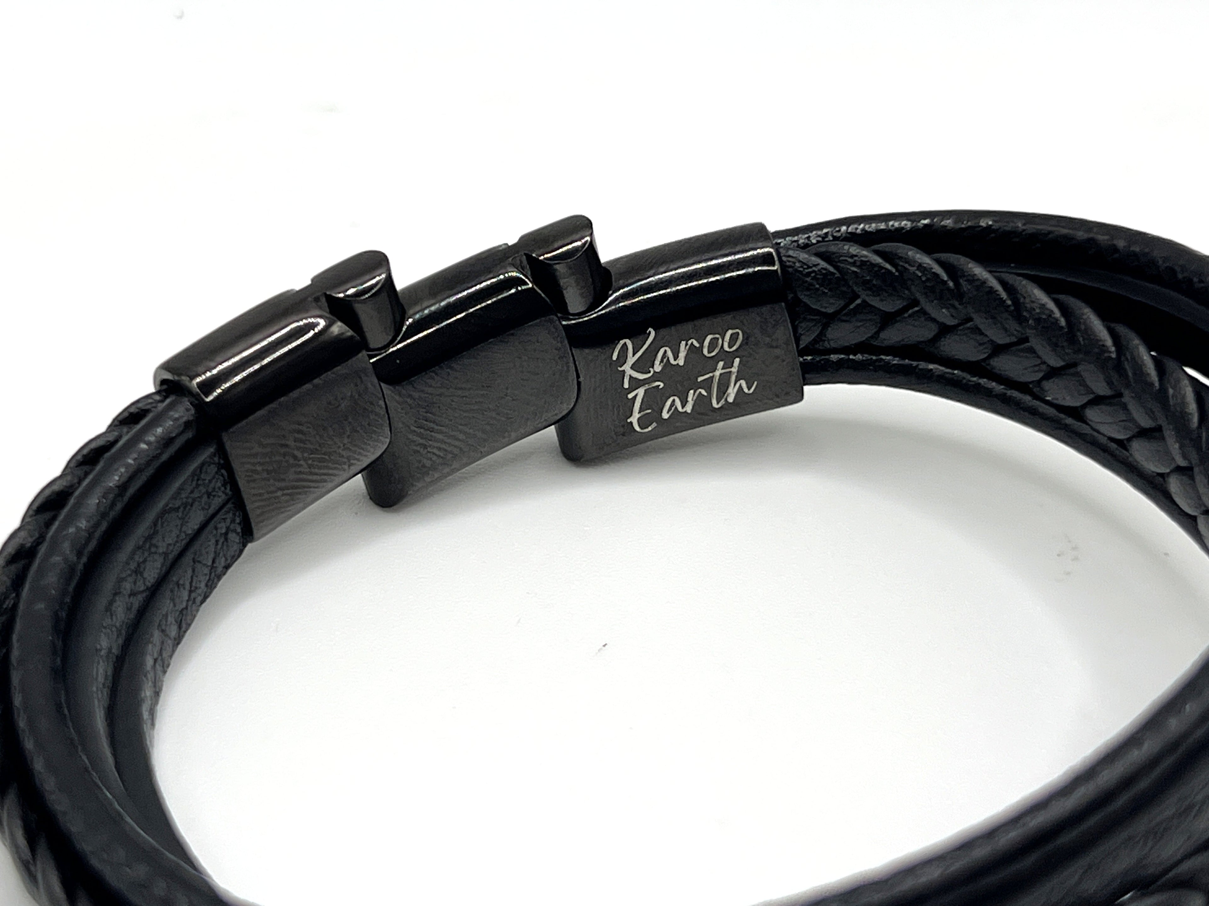Premium Black Braided Multilayer Leather Bracelet - Karoo Earth