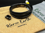 Premium Black Braided Multilayer Leather Bracelet - Karoo Earth