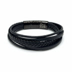 Premium Black Braided Multilayer Leather Bracelet - Karoo Earth