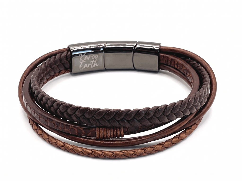 Premium Braided Multilayer Men's Leather Bracelet - Karoo Earth