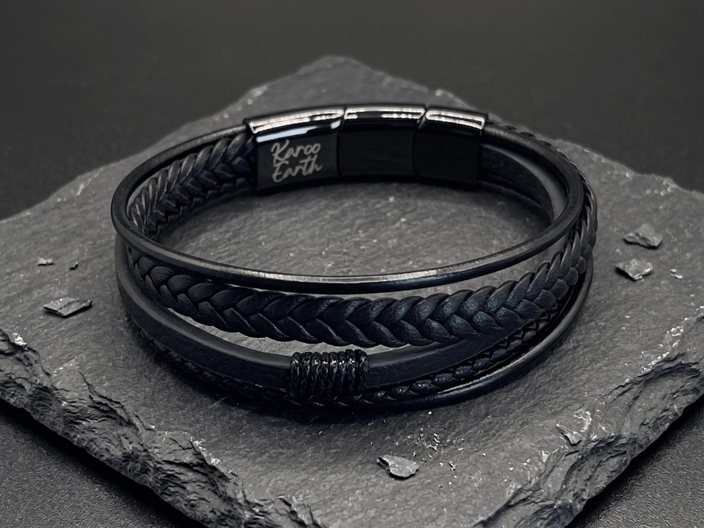 Premium Braided Multilayer Men's Leather Bracelet - Karoo Earth
