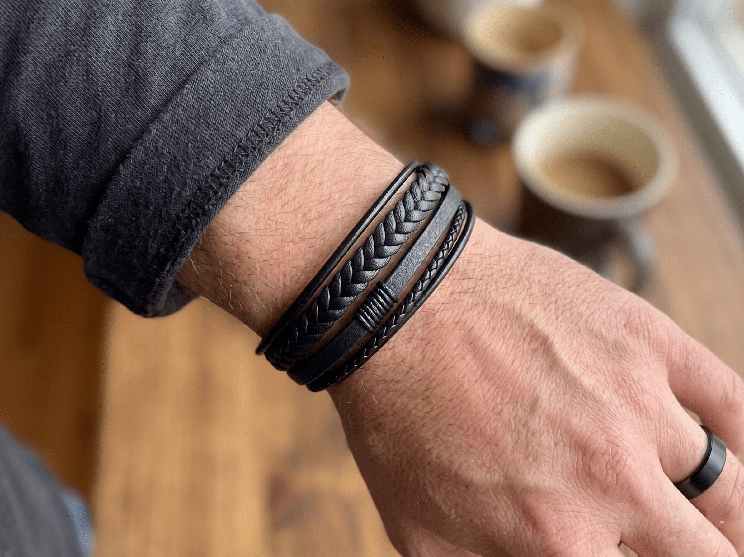 Premium Braided Multilayer Men's Leather Bracelet - Karoo Earth