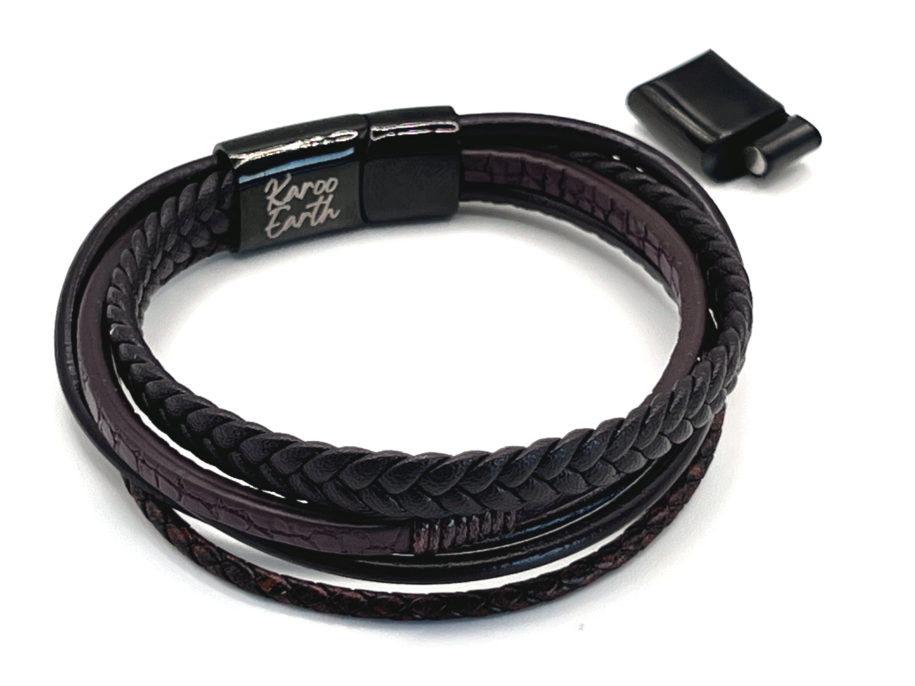 Premium Braided Multilayer Men's Leather Bracelet - Karoo Earth
