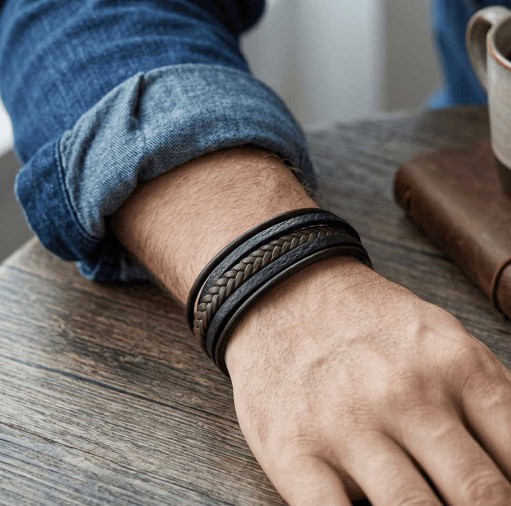 Premium Brown Braided Multilayer Leather Bracelet - Karoo Earth