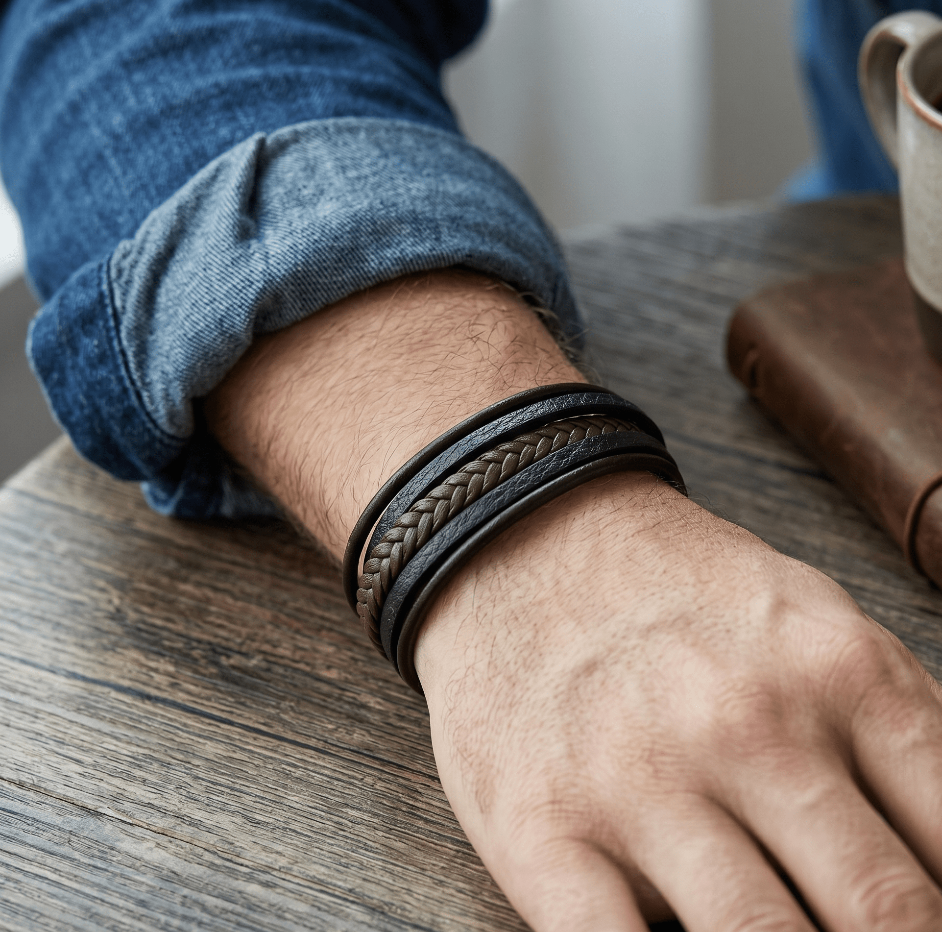 Premium Brown Braided Multilayer Leather Bracelet - Karoo Earth