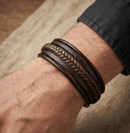 Premium Brown Braided Multilayer Leather Bracelet - Karoo Earth