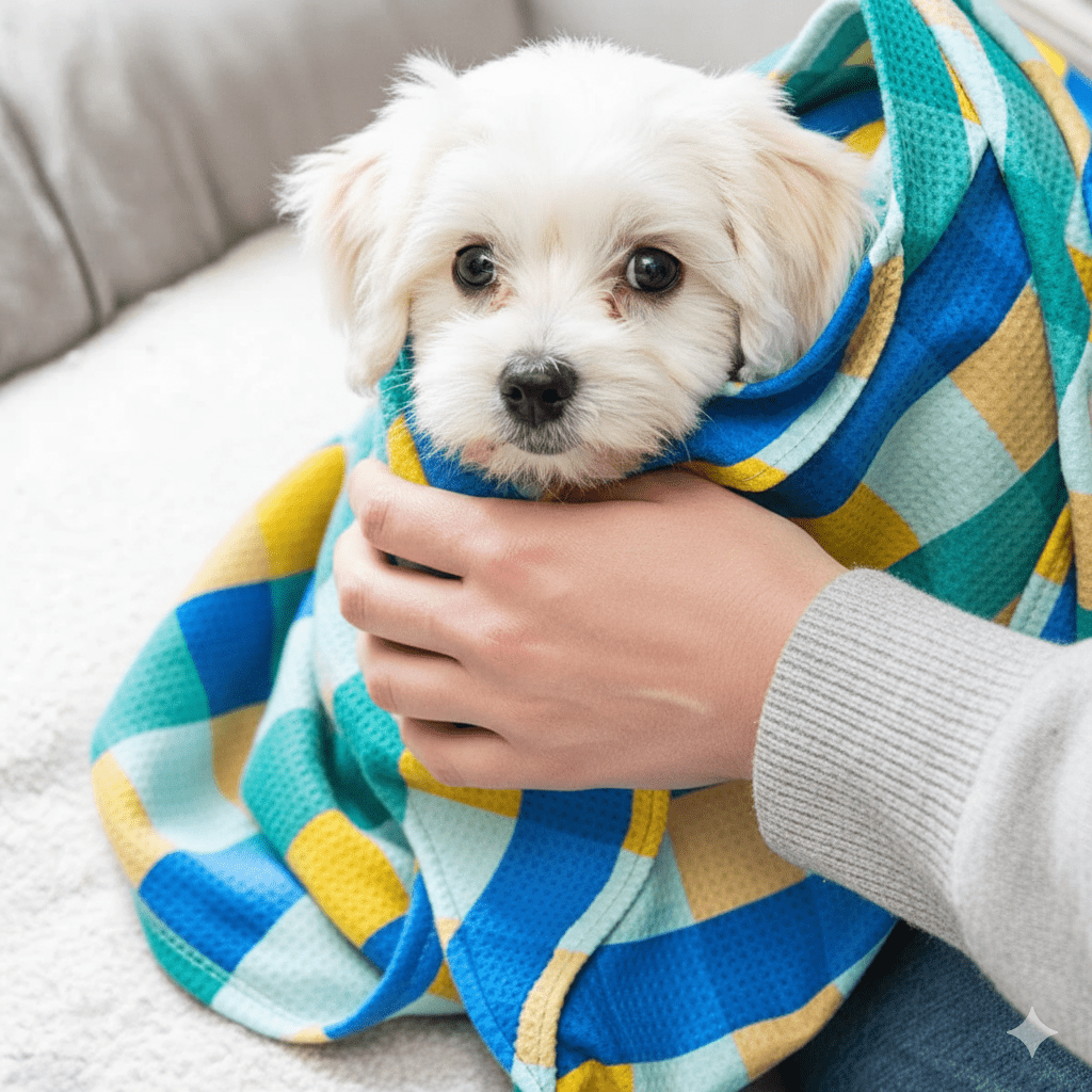 Quick Dry Dog Towel - Green and Blue Tartan - Karoo Earth