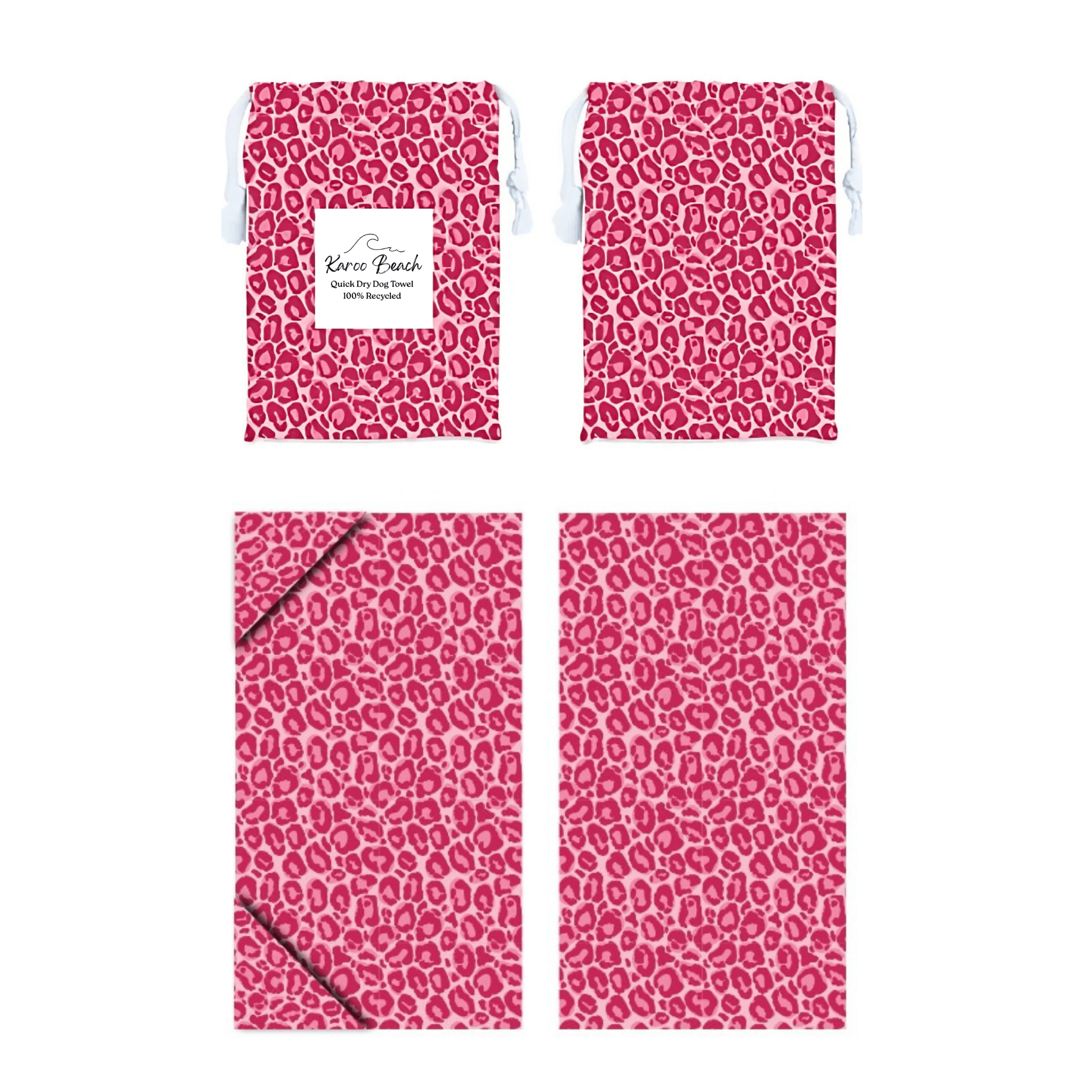 Quick Dry Dog Towel - Pink Leopard Print - Karoo Earth