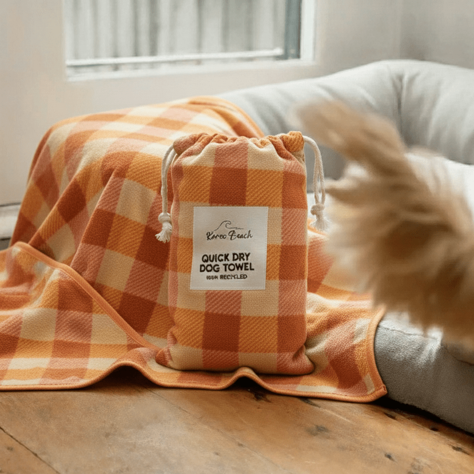 Quick Dry Dog Towel - Red and Yellow Tartan - Karoo Earth