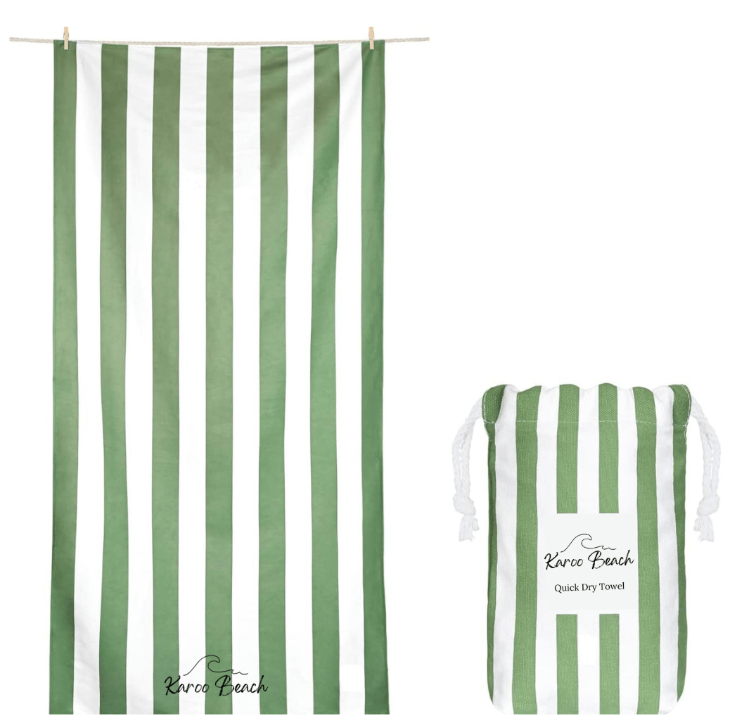 Quick Dry Microfibre Beach Towel - Olive Green - Karoo Earth